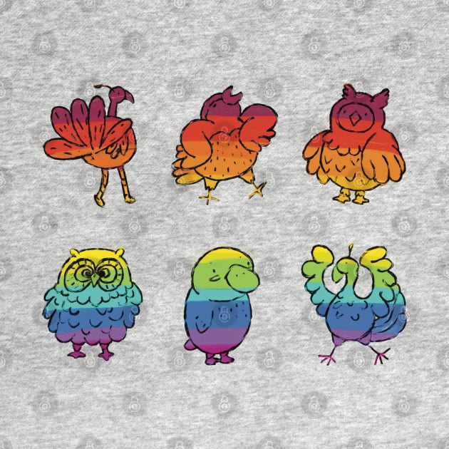 Rainbow birds by Frenchie Boops 